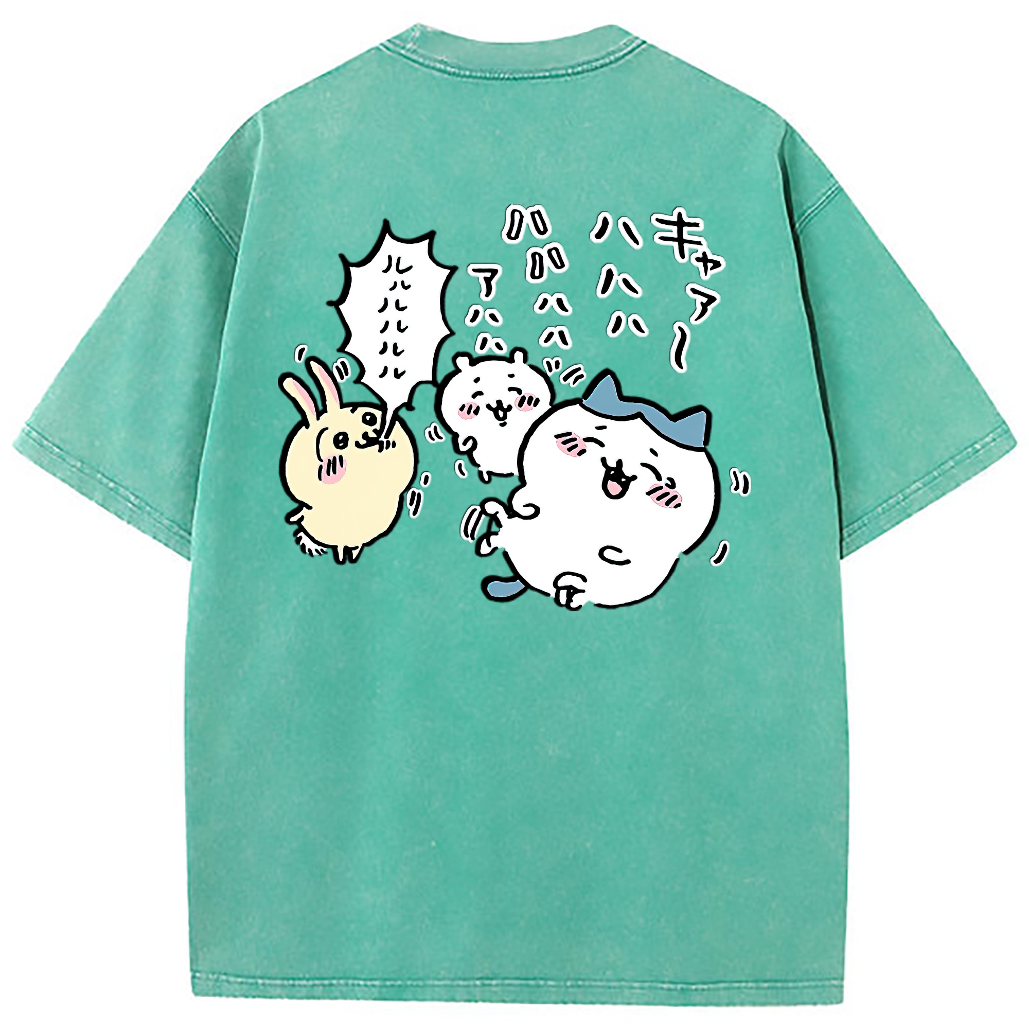 （画像用） ちいかわ うさぎ Chii-kawa usagi 綿100% ヴィンテージ風 半袖Tシャツ（背面プリント）